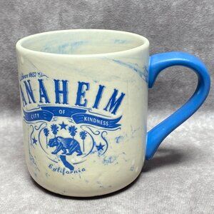 Anaheim Ceramic Mug Blue & White Marble Design With City Of Kindness Print 16oz